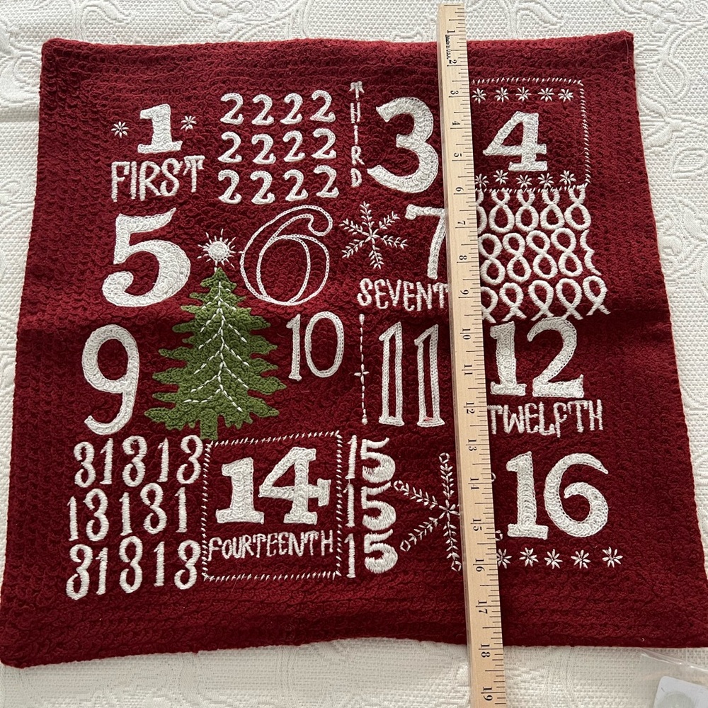 Pottery Barn Red and Green Holiday Advent Pillow - Picture 5 of 5